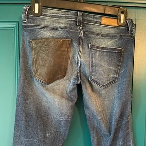 Zara skinny w jeans w faux leather pocket